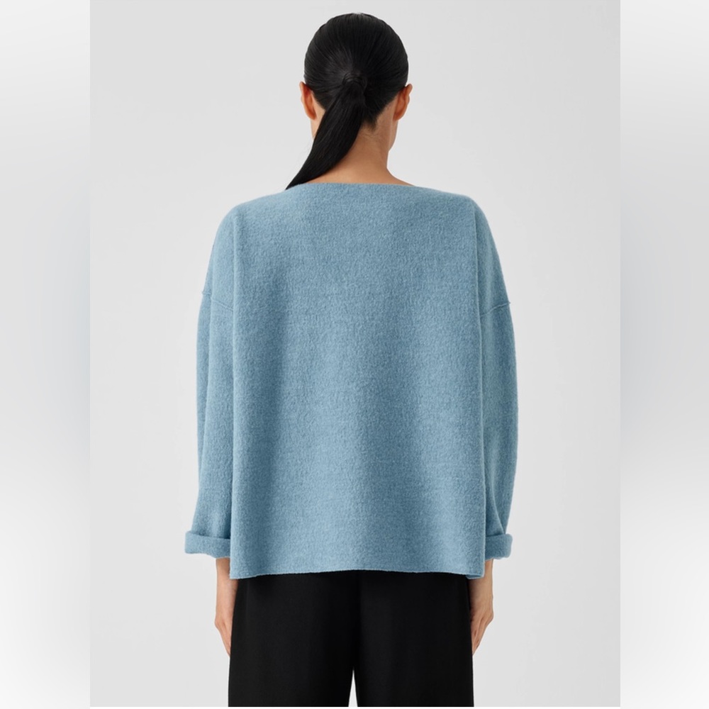 NWT EILEEN FISHER Lightweight Boiled Wool Bateau Neck Top in Regenerative Wool - Picture 3 of 8
